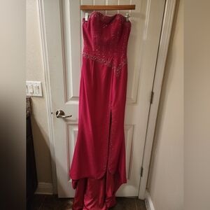 landa Strapless Beaded Mermaid Prom Gown Pink Formal Dress Size 6
